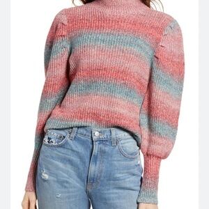 Leith Pink and Blue Striped Sweater